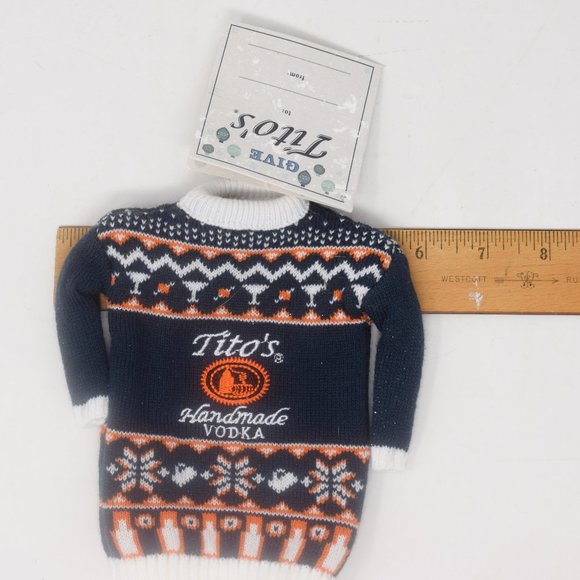 Titos Handmade Vodka Bottle Sweater Novelty Gift Wrap Pretty Ugly Holiday Cover - Picture 8 of 10
